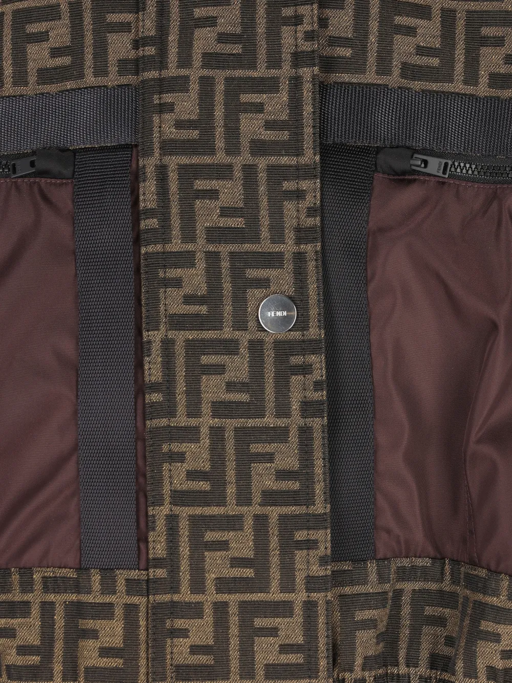  Fendi Monogram-pattern Hooded Ski Jacket - Brown 