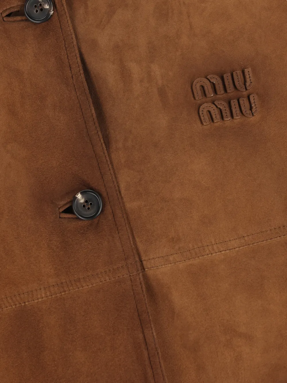  Miu Miu Logo-patch Suede Bomber Jacket - Brown 