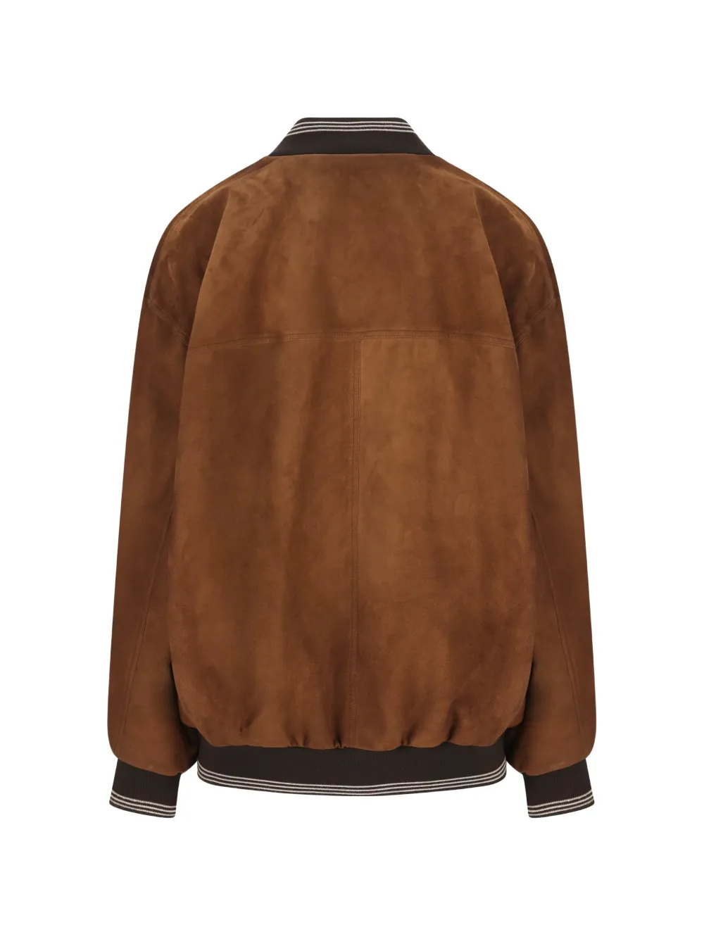  Miu Miu Logo-patch Suede Bomber Jacket - Brown 