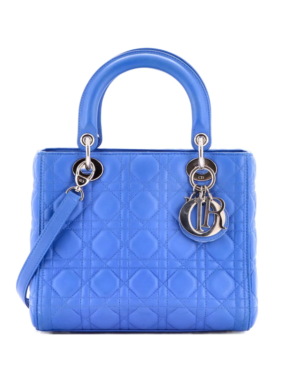 Christian Dior Pre-Owned Lady Dior Bag Cannage Quilt Lambskin Medium satchel - Blu