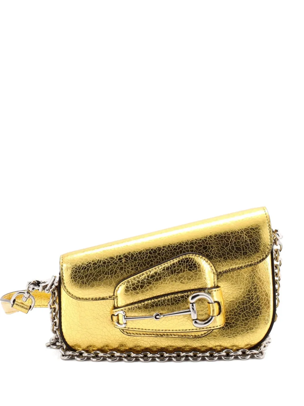 Gucci Pre-Owned Horsebit 1955 Asymmetric Leather Mini shoulder bag - Oro