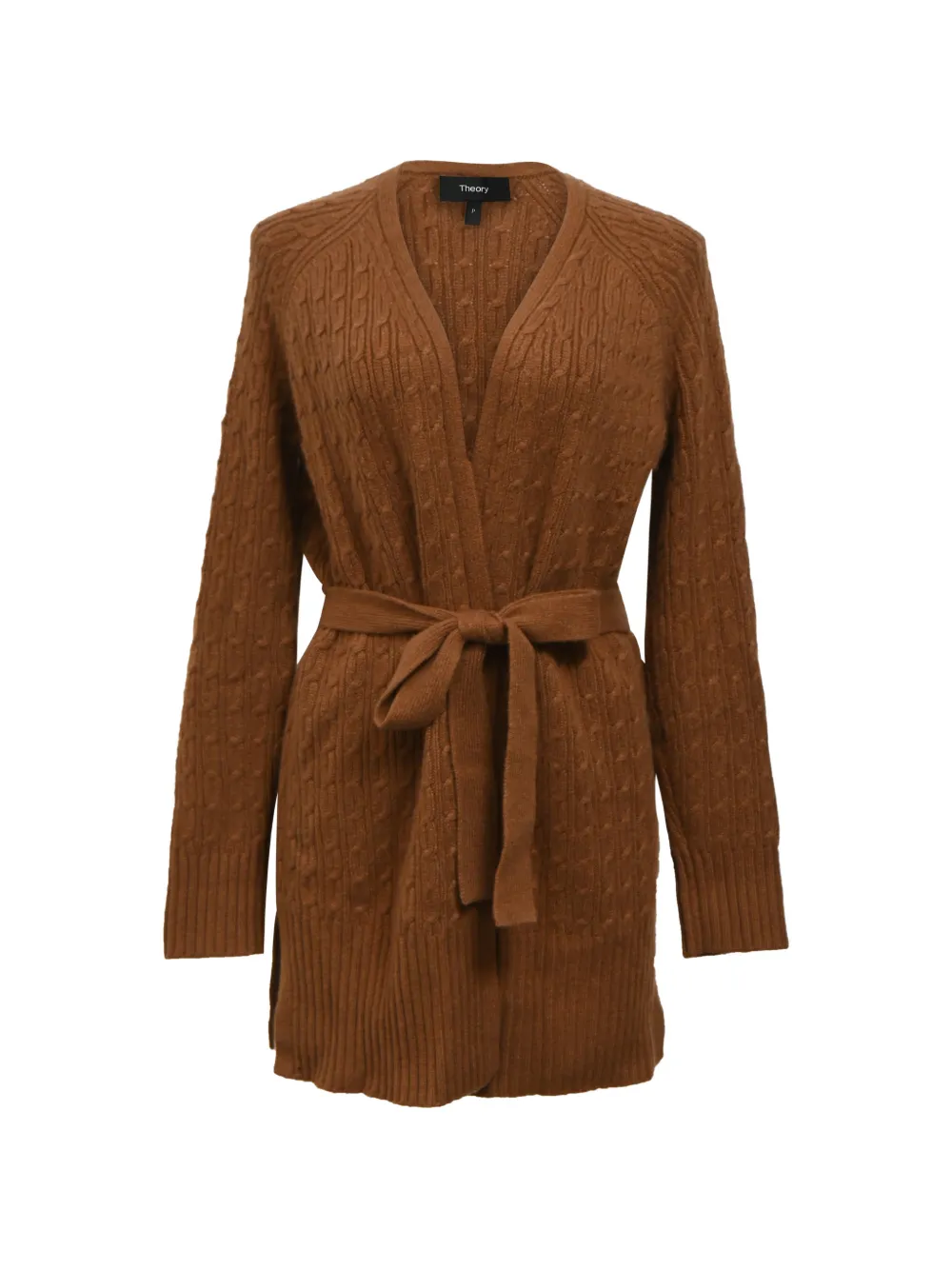 Theory cable-knit belted cardigan - Marrone