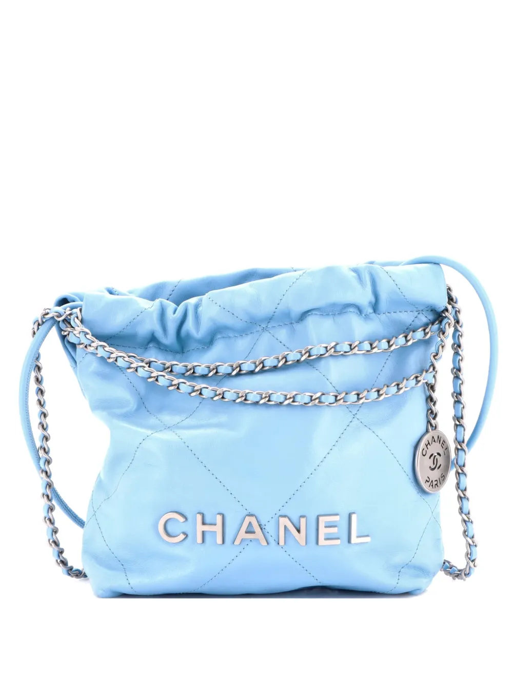 CHANEL Pre-Owned 22 Chain Hobo Quilted Calfskin Mini crossbody bag - Blu