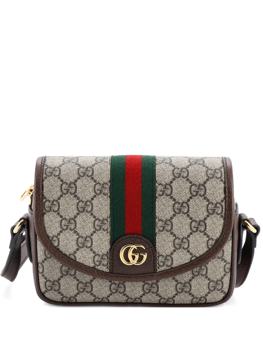Gucci Pre-Owned Ophidia Flap Shoulder Bag GG Coated Canvas Mini crossbody bag - Marrone
