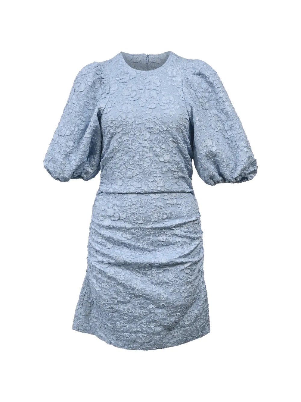 GANNI cloqué puff-sleeve mini dress - Blu