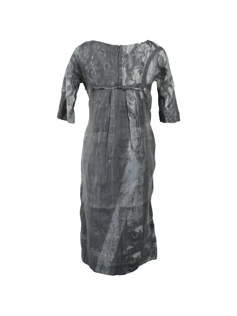 Bleach-Effect Short-Sleeve Midi Dress