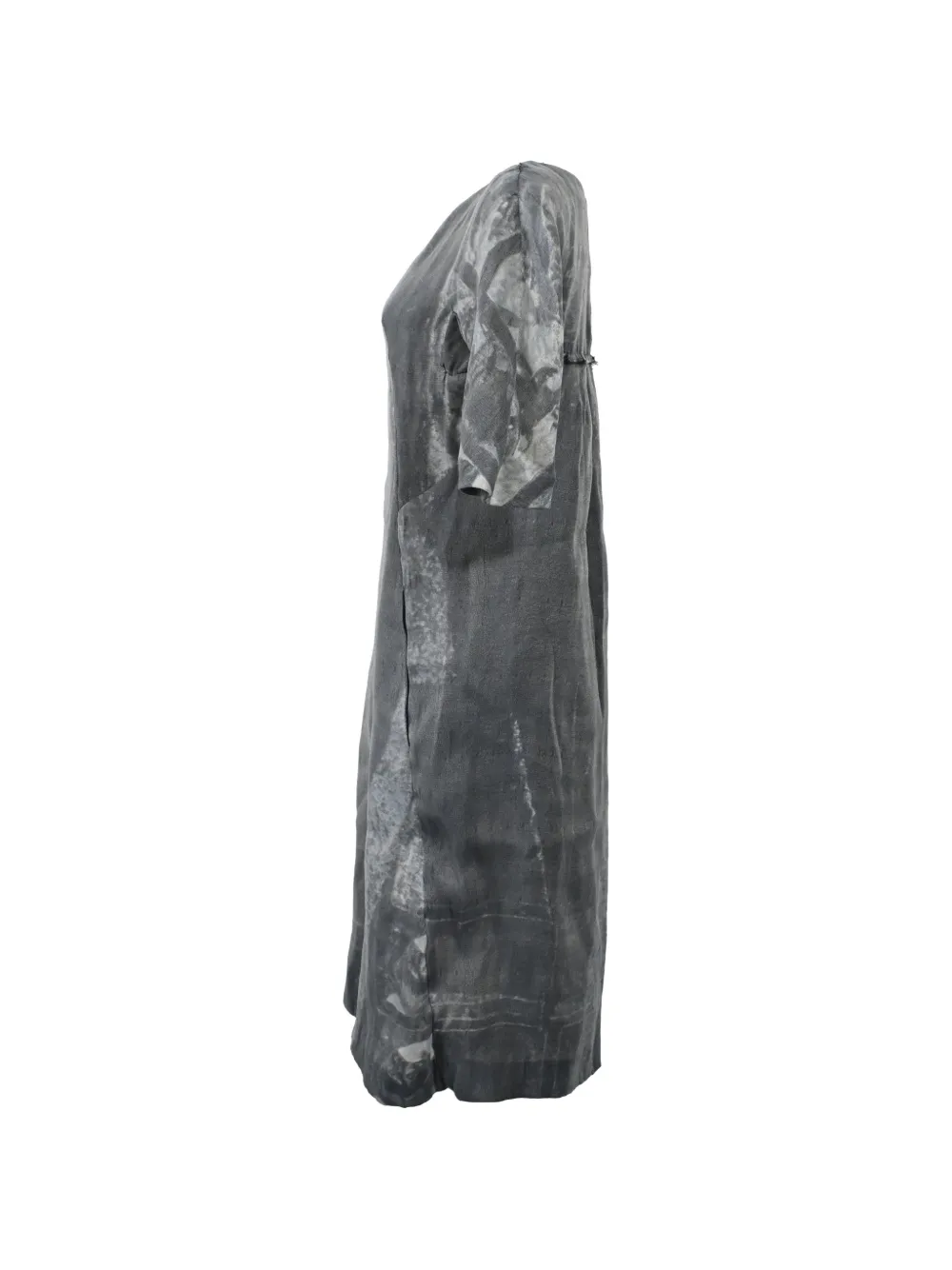 Bleach-Effect Short-Sleeve Midi Dress