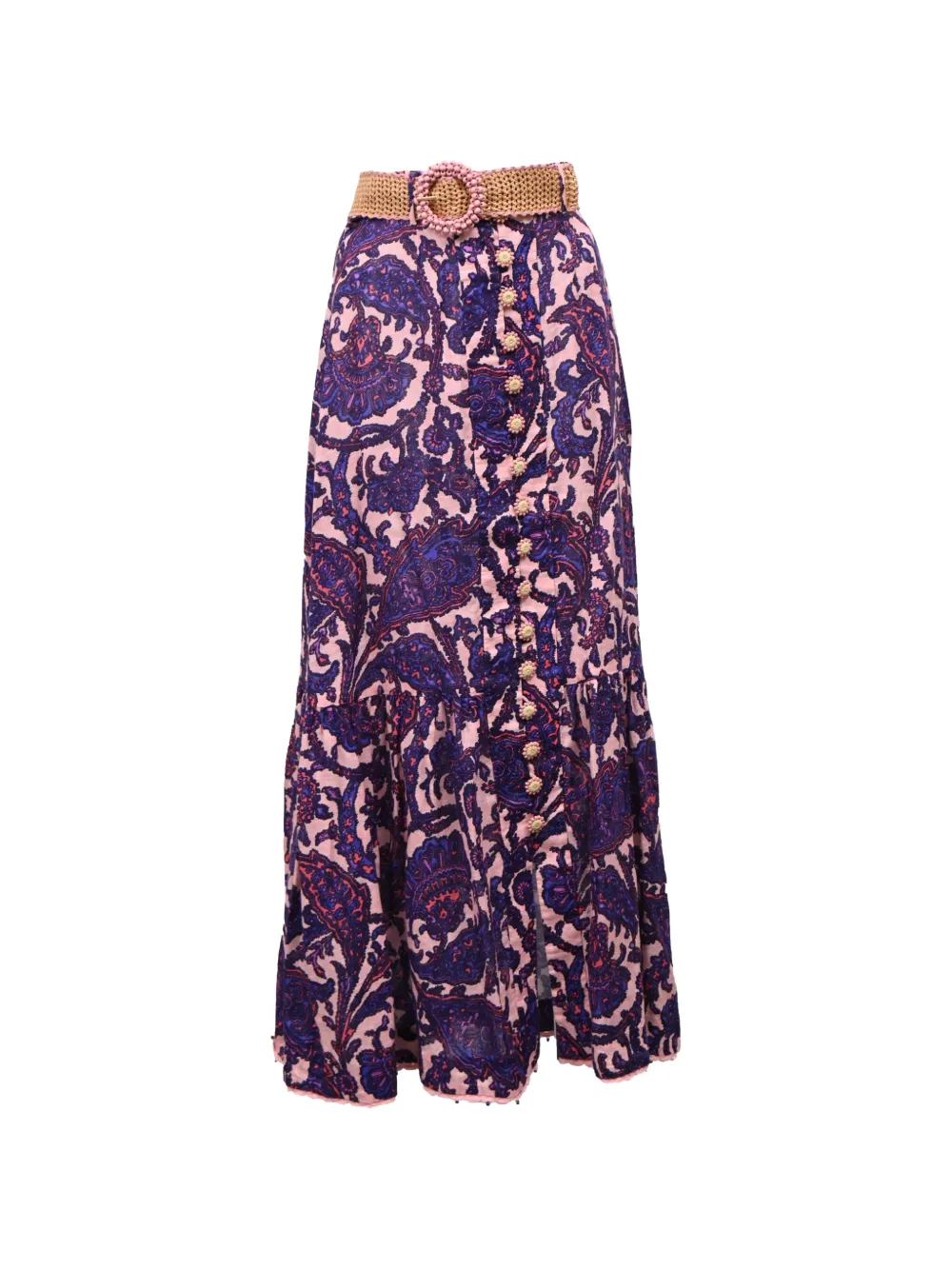 Pre-owned Zimmermann Tiggy Floral-print Maxi Skirt In Pink