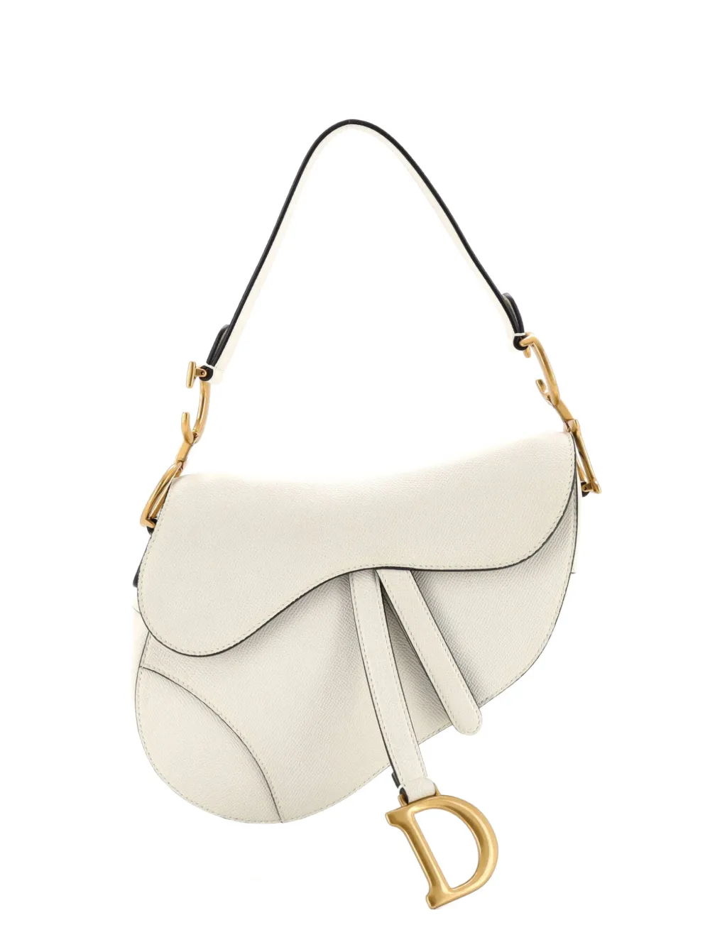 Christian Dior Pre-Owned Saddle Handbag Leather Medium shoulder bag - Bianco