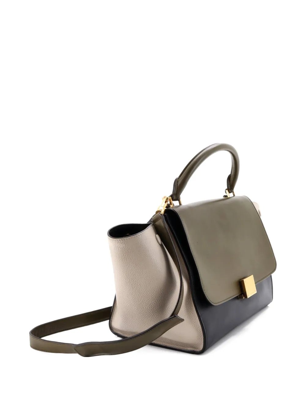 Tricolor Trapeze Bag Leather Small Satchel