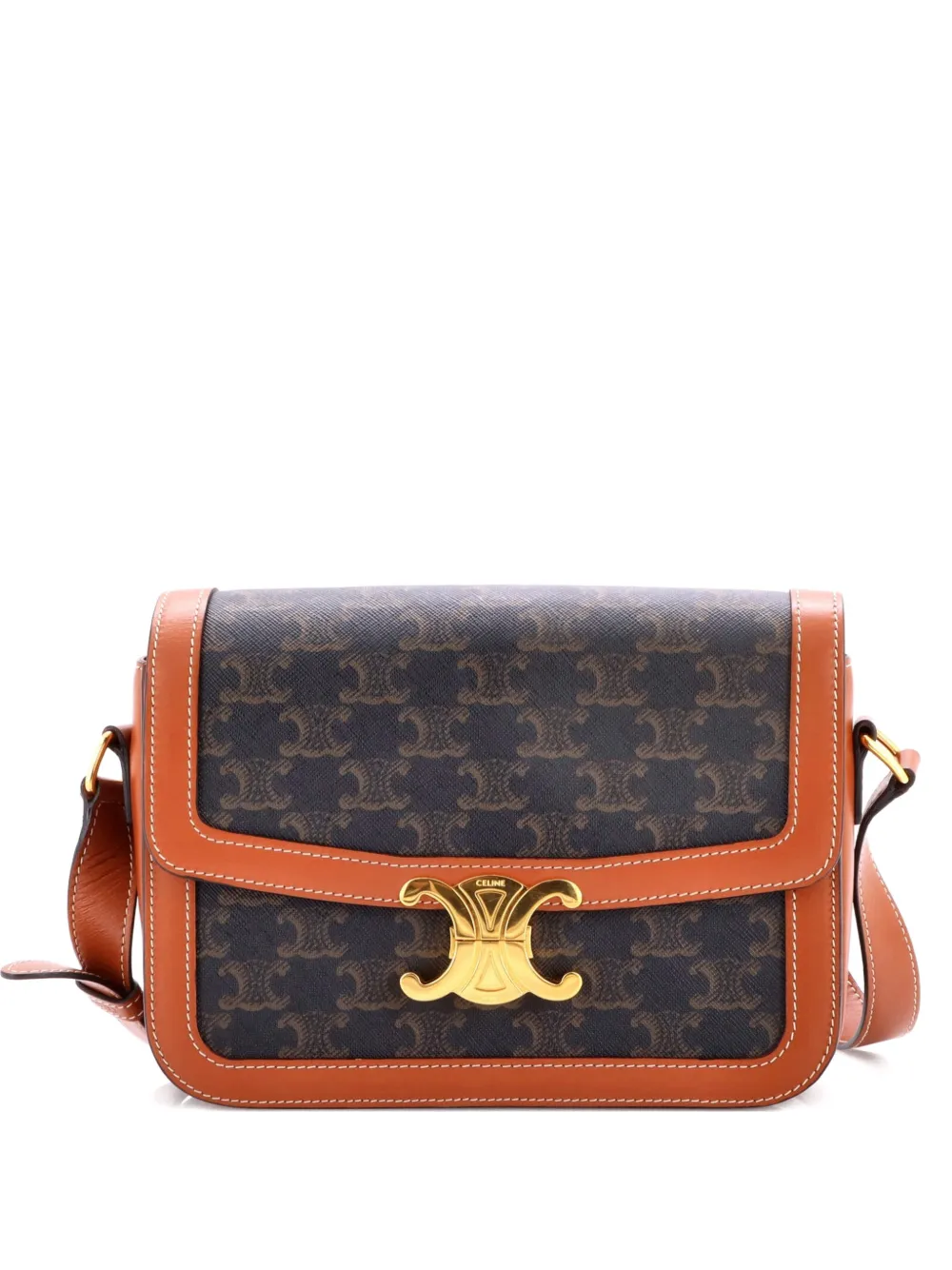 Celine Pre-Owned Triomphe Triomphe Coated Canvas Medium shoulder bag - Marrone