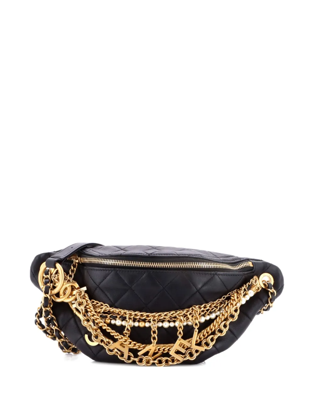 CHANEL Pre-Owned All About Chains Waist Bag Quilted Lambskin belt bag - Nero