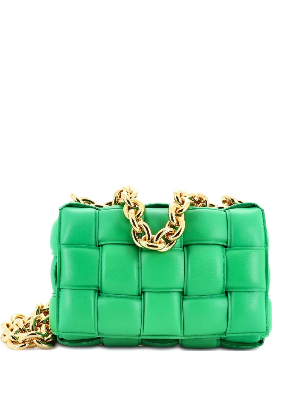 Bottega Veneta Pre-Owned Cassette Chain Padded Maxi Intrecciato Leather crossbody bag - Verde