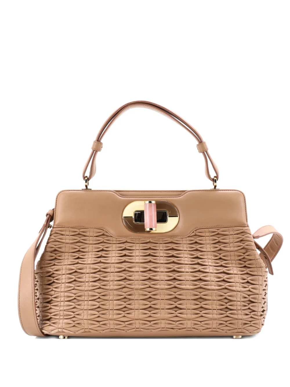 Bvlgari Pre-Owned Isabella Rossellini Bag Ruched Leather Medium tote bag - Toni neutri