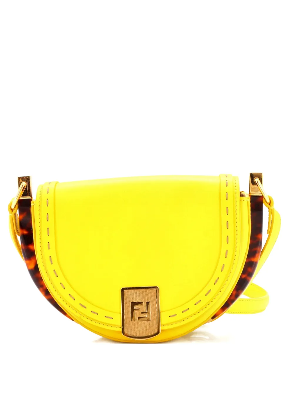 Fendi Pre-Owned Moonlight Flap Bag Leather with Plexiglass Detail crossbody bag - Giallo