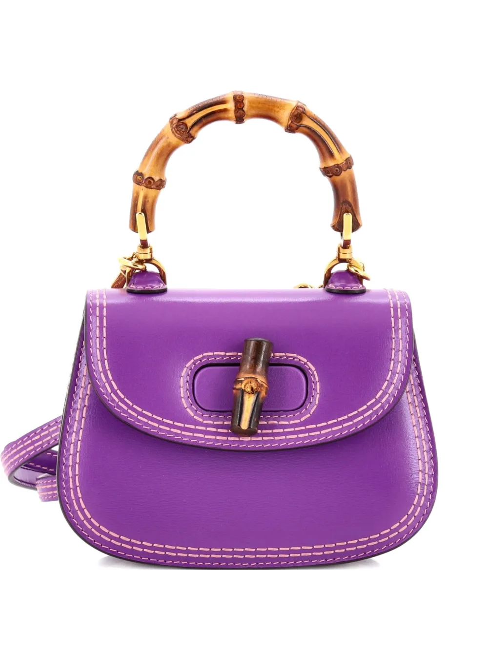 Gucci Pre-Owned Bamboo 1947 Top Handle Bag Leather Mini shoulder bag - Viola