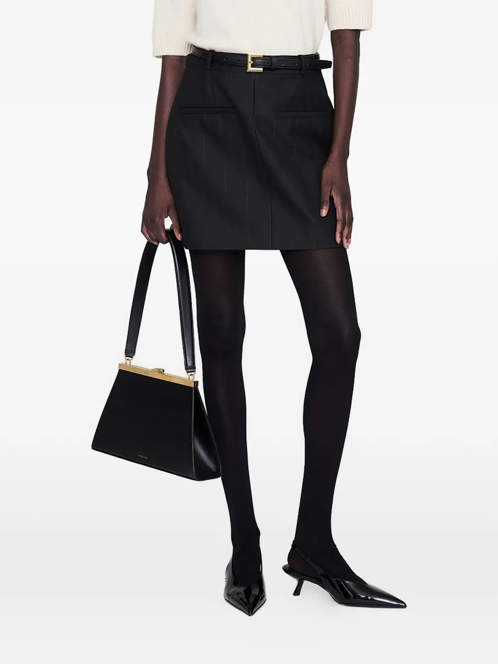 ANINE BING Minigonna gessata - Nero