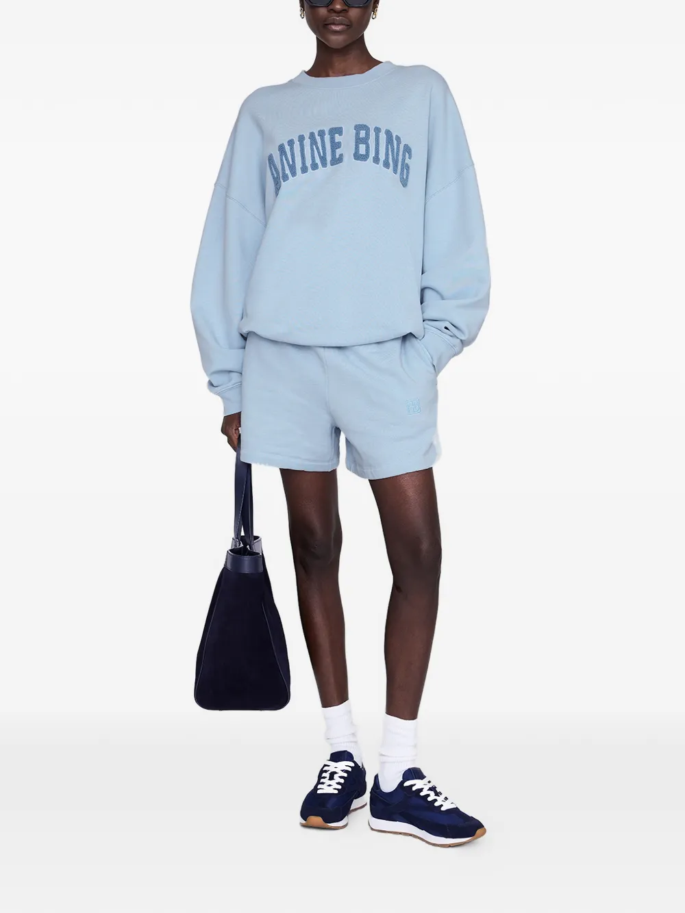  Anine Bing Framed Monogram Kam Shorts - Blue 