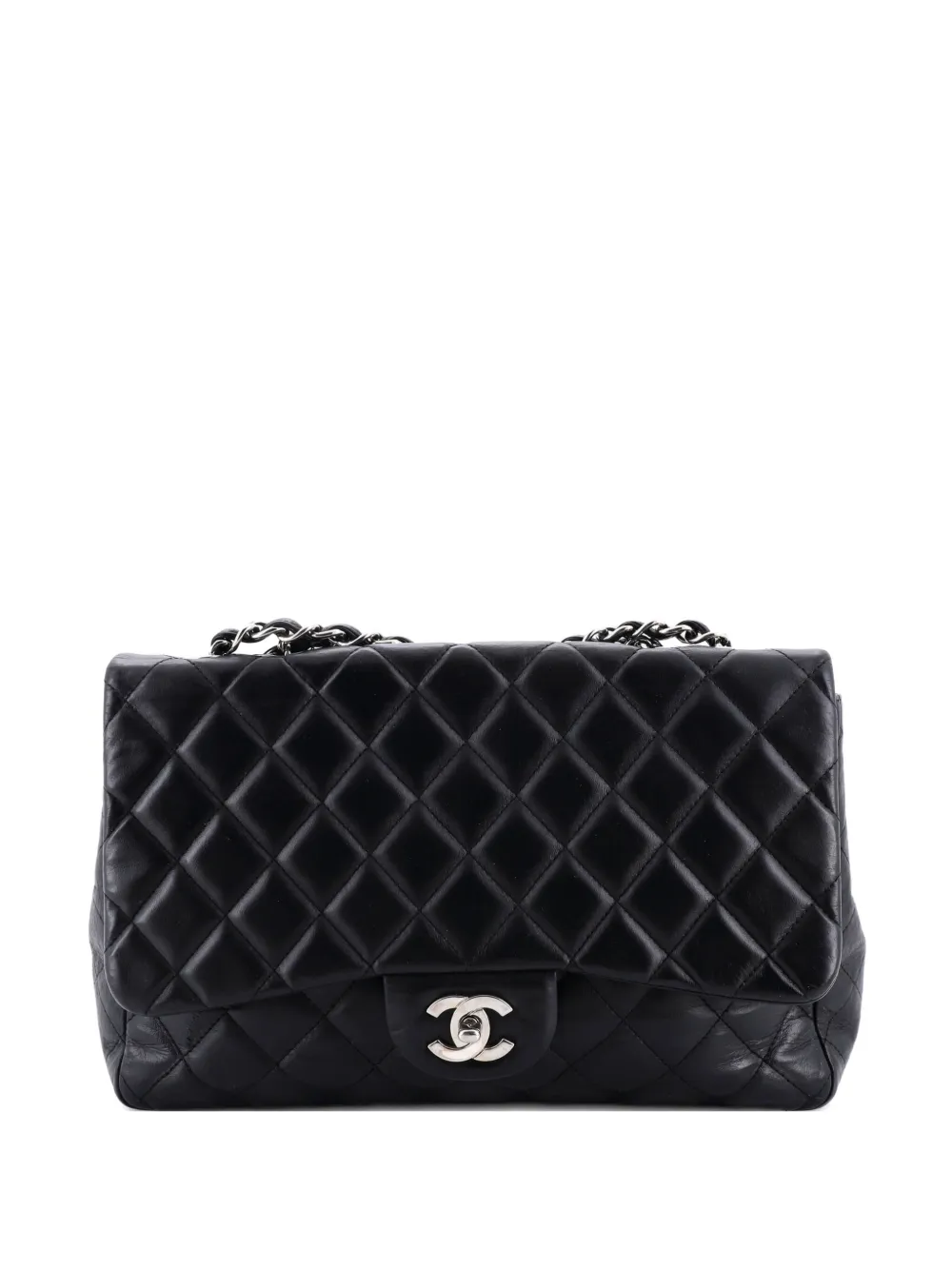 CHANEL Pre-Owned Classic Single Flap Bag Quilted Lambskin Jumbo shoulder bag - Nero