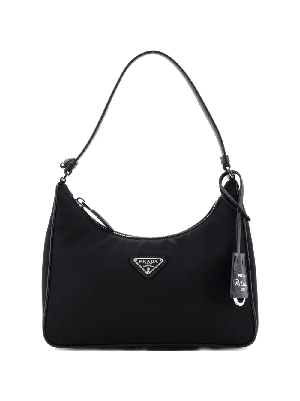 Prada Pre-Owned Re-Edition 2005 Tessuto with Saffiano Leather Mini hobo bag - Nero