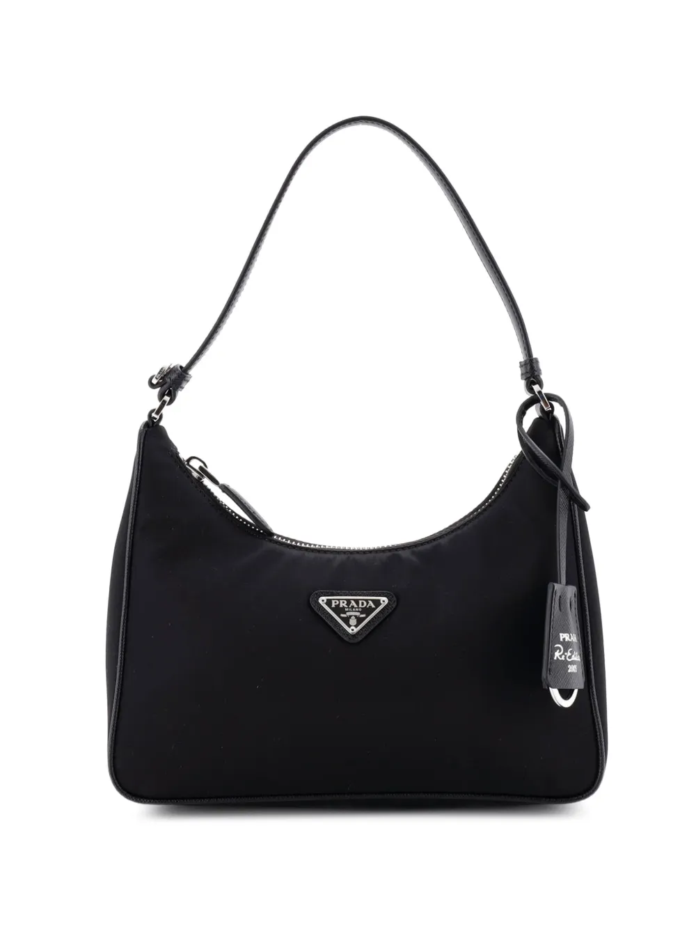 Prada Pre-Owned Re-Edition 2005 Tessuto with Saffiano Leather Mini hobo bag - Nero