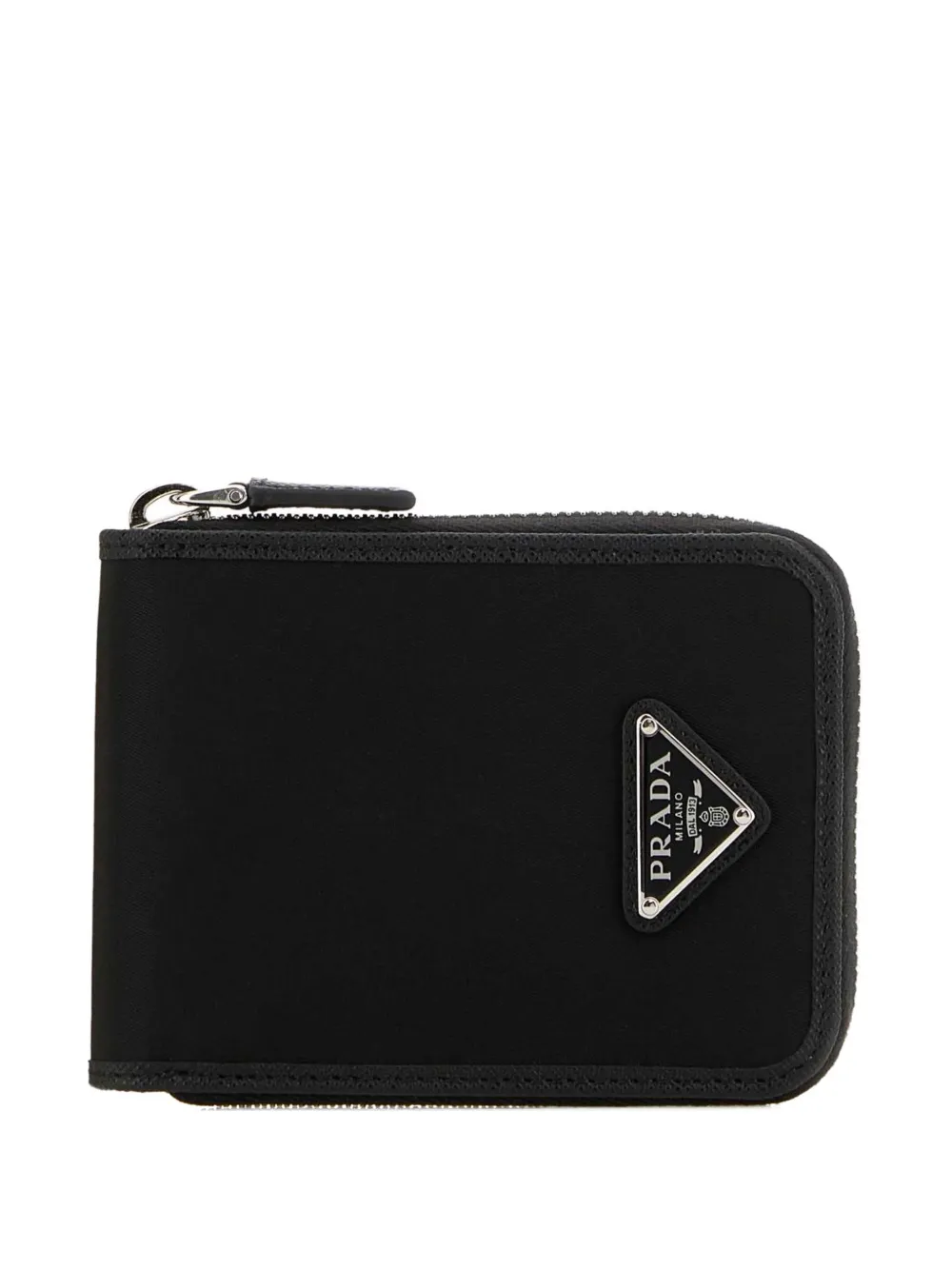 Prada zip small leather wallet - Nero