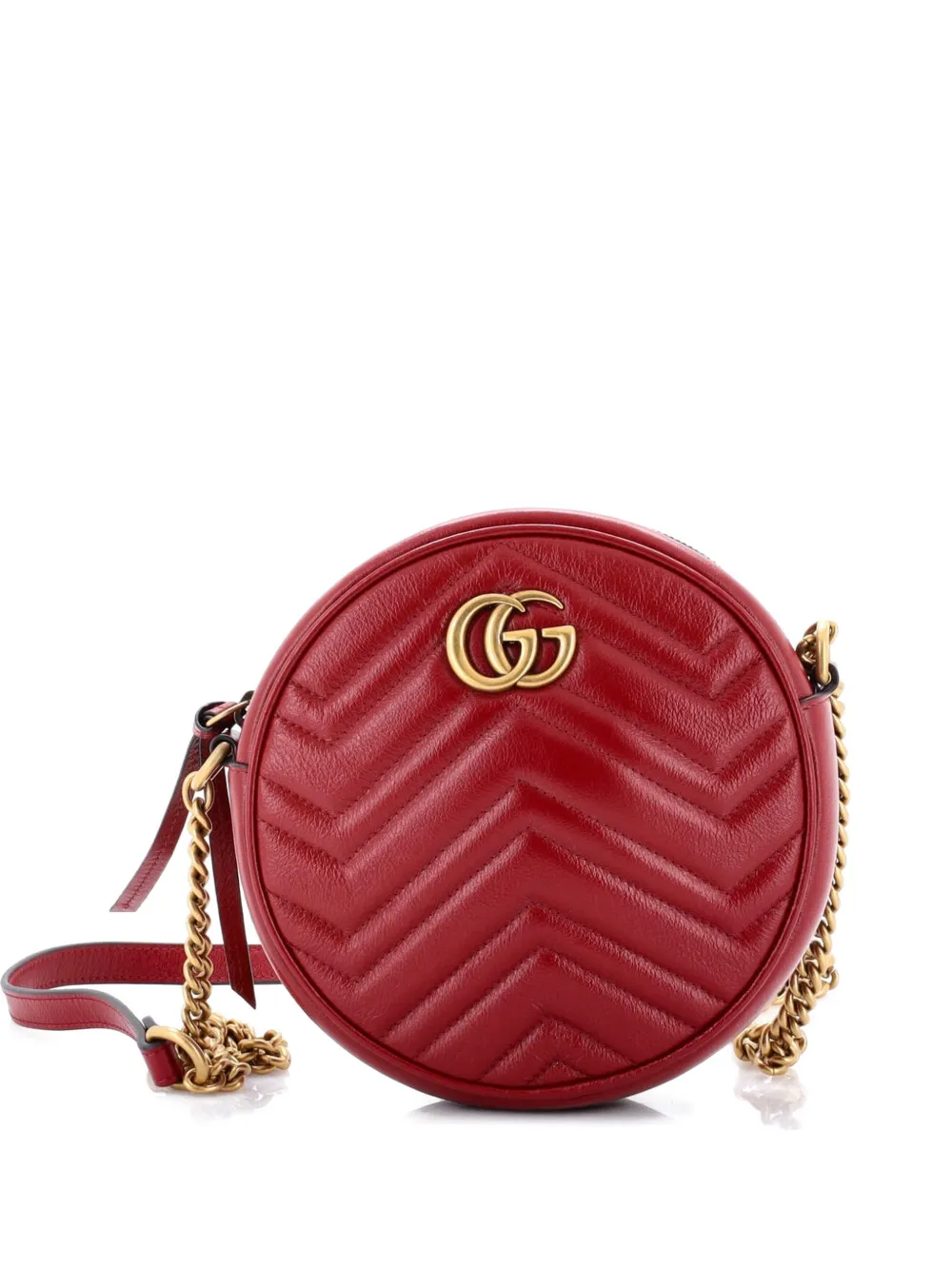 Gucci Pre-Owned GG Marmont Round Shoulder Bag Matelasse Leather Mini crossbody bag - Rosso