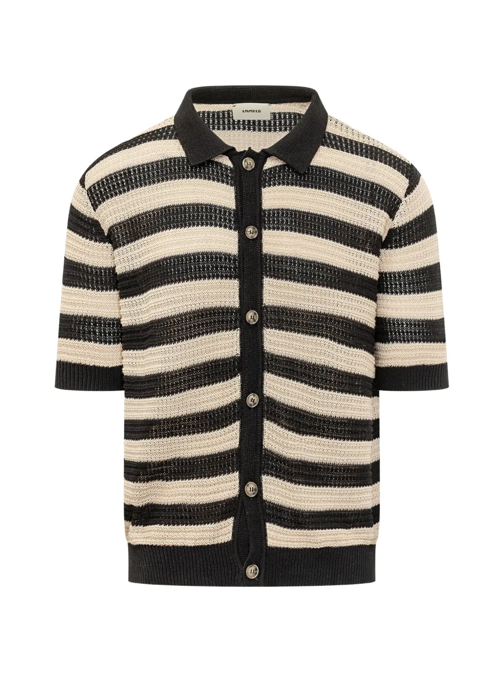 A Paper Kid striped short-sleeve shirt - Nero