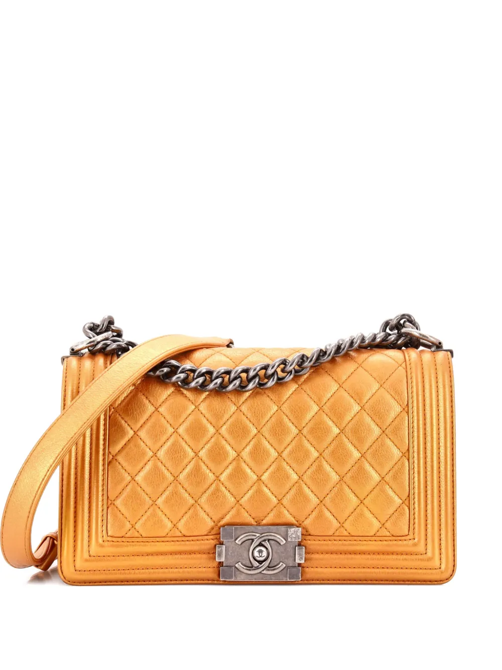 CHANEL Pre-Owned Boy Flap Bag Quilted Metallic Calfskin Old Medium shoulder bag - Effetto metallizzato