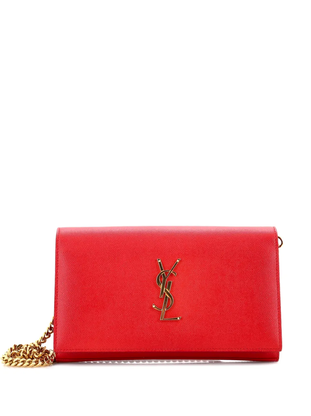 Saint Laurent Pre-Owned Classic Monogram Wallet on Chain Matelasse Chevron Leather Medium crossbody bag - Rosso