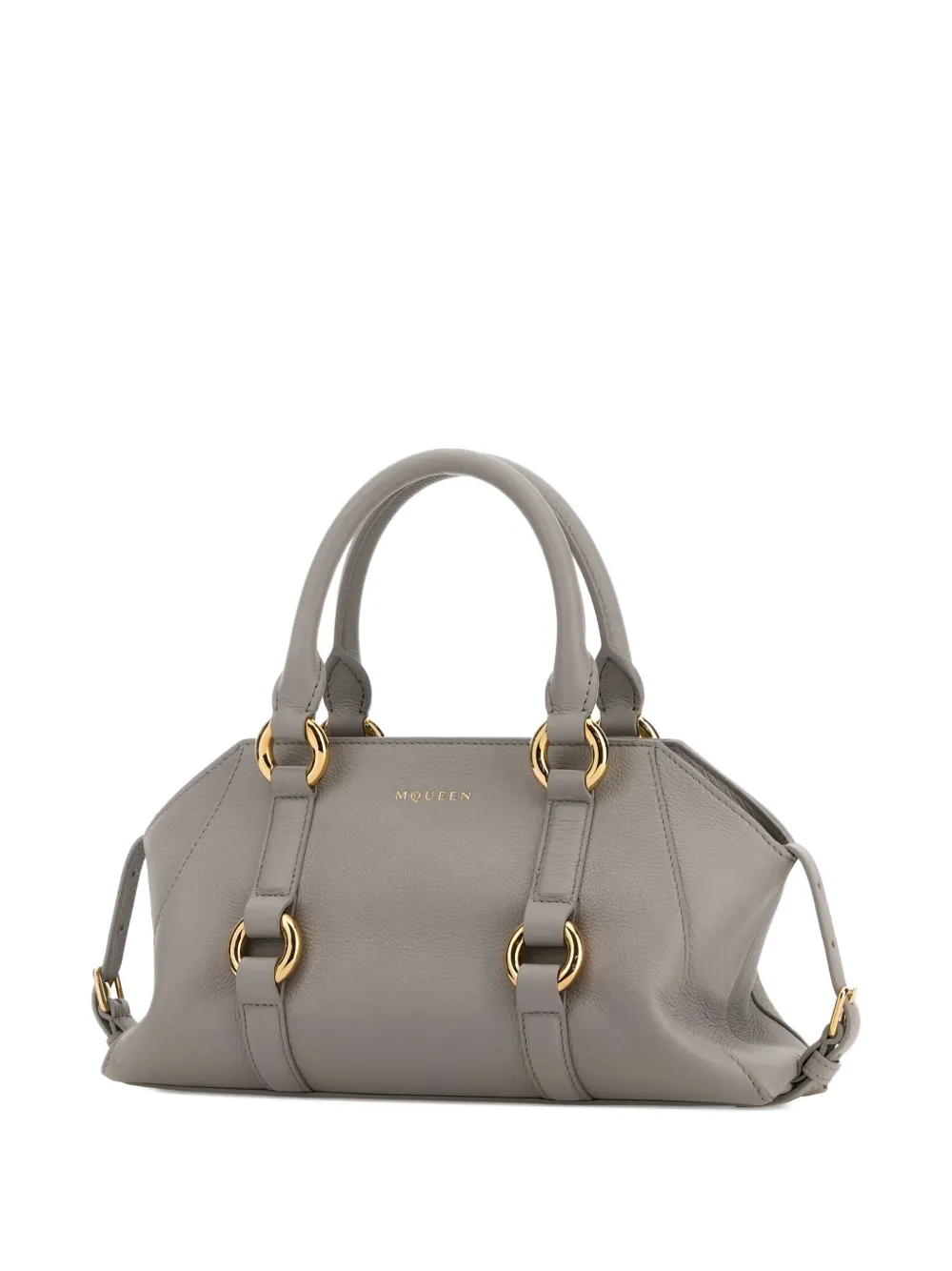 Alexander McQueen Kleine Farringdon leren shopper met ring Grijs