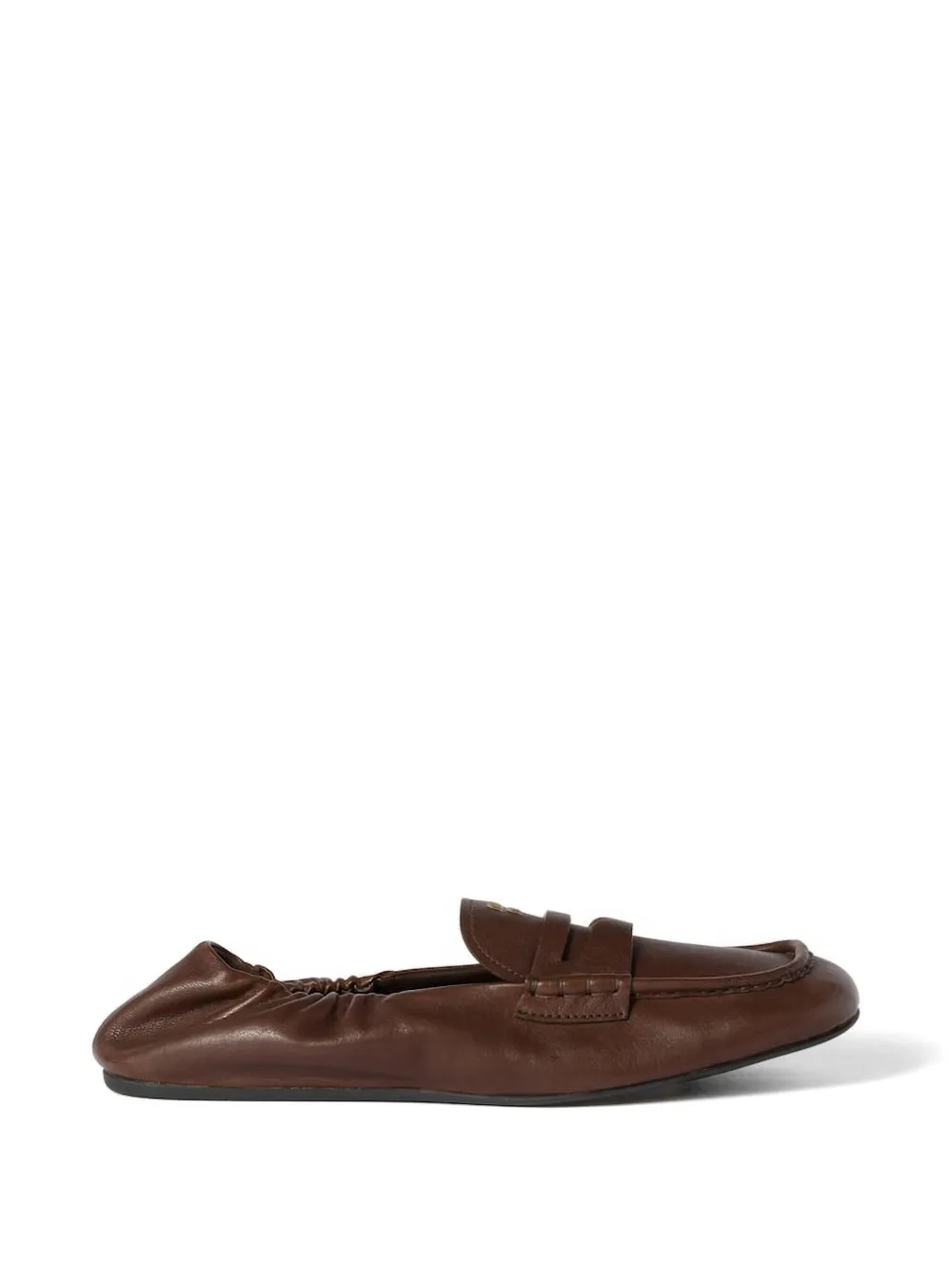 Miu Miu ruches leather loafers - Marrone