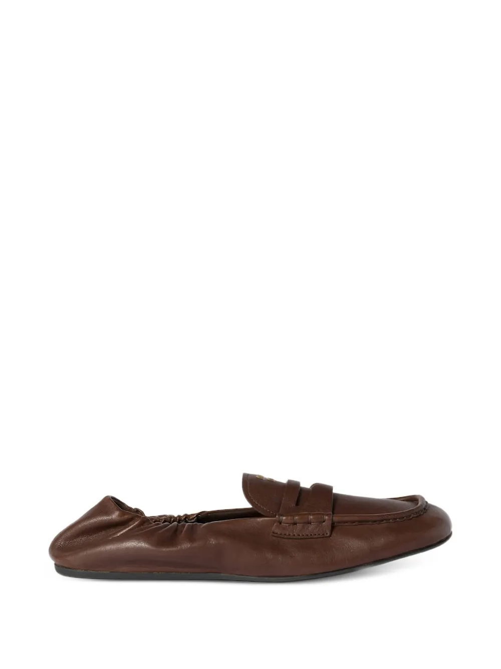 Miu Miu ruches leather loafers - Marrone