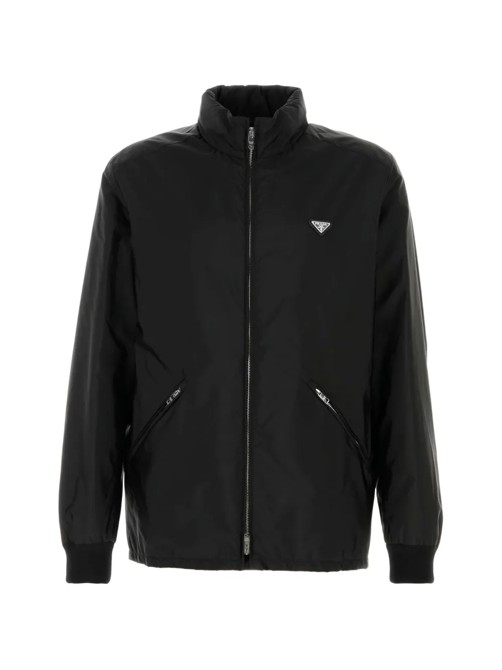 Prada logo-plaque zipped jacket - Schwarz