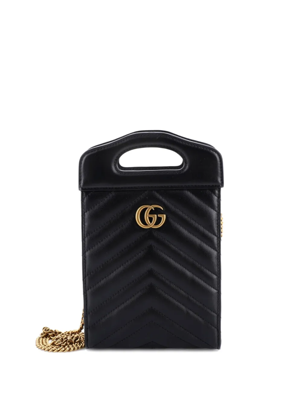 Gucci Pre-Owned GG Marmont Top Handle Convertible Chain Tote Matelasse Leather Mini crossbody bag - Nero