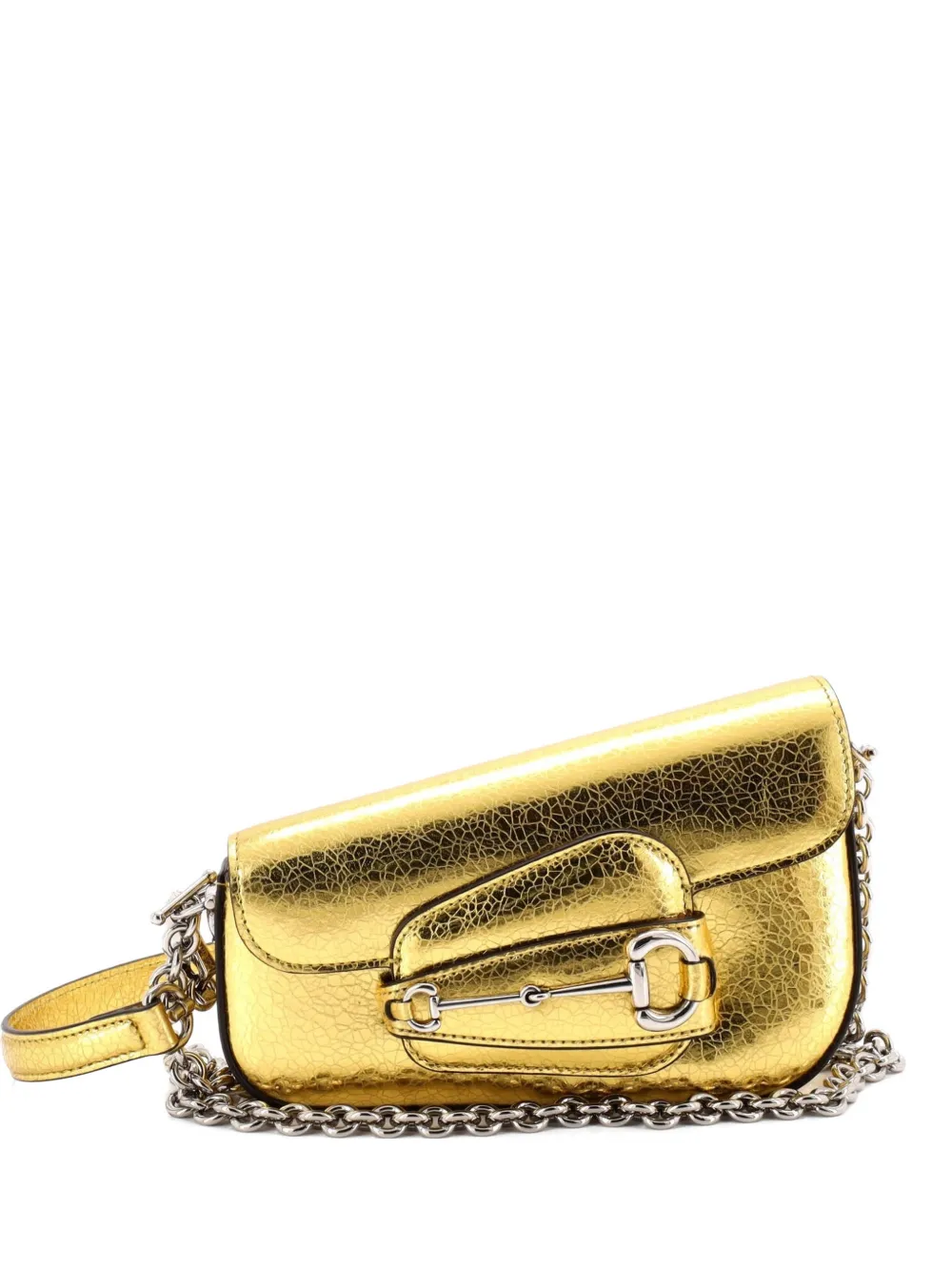 Gucci Pre-Owned Horsebit 1955 Asymmetric Leather Mini shoulder bag - Oro