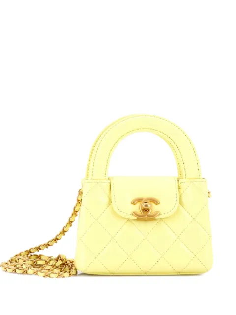 CHANEL Pre-Owned Kelly Top Handle Shopping Bag Quilted Shiny Aged Calfskin Nano crossbody bag