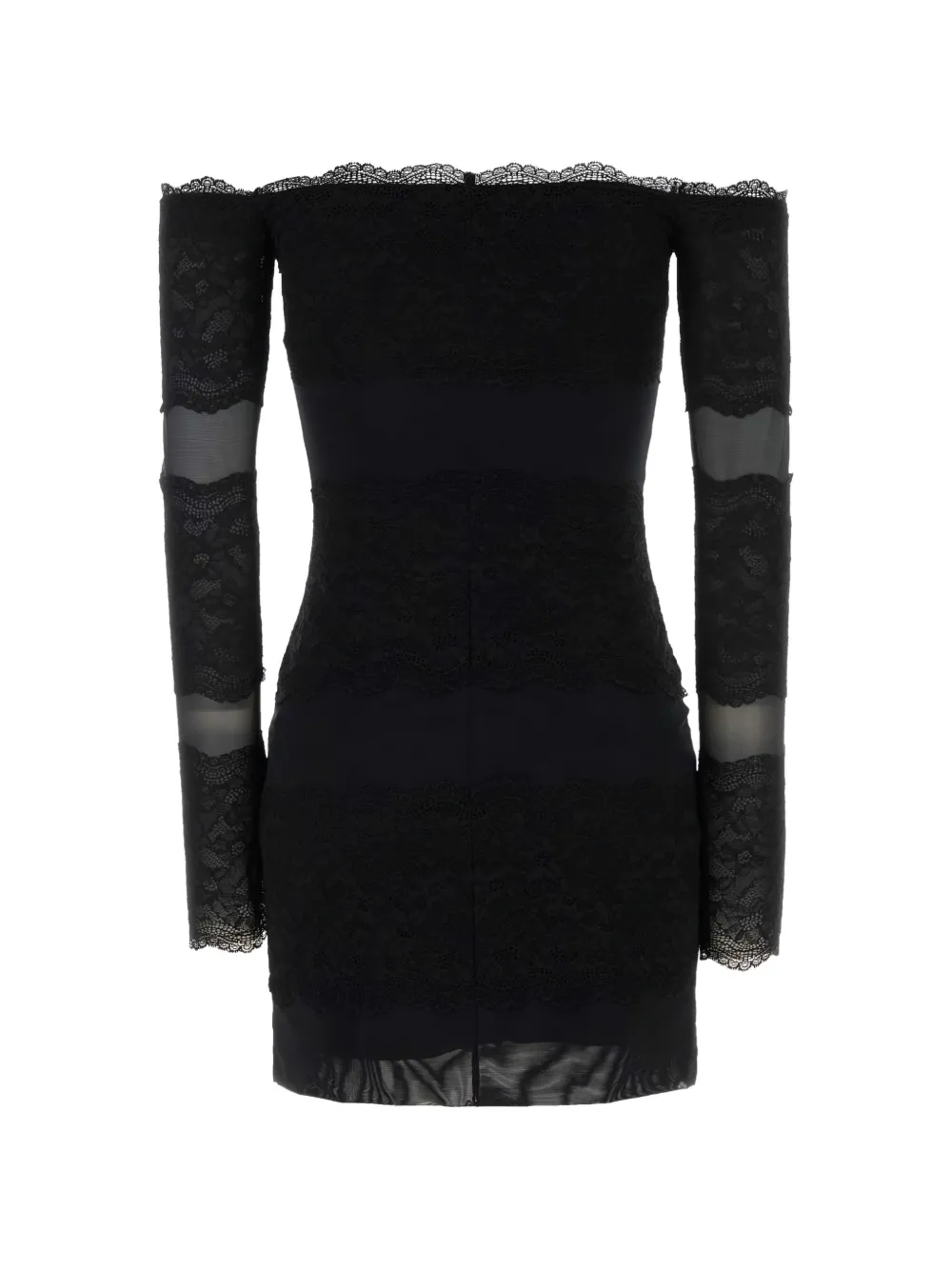 Blumarine Off-shoulder mini-jurk met kanten afwerking Zwart