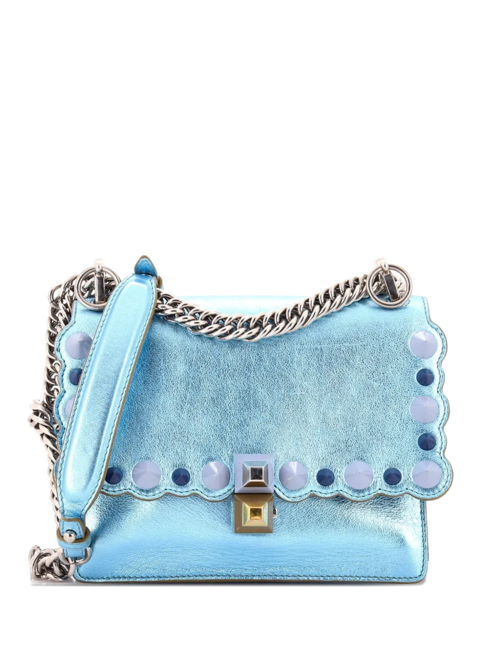 Fendi Pre-Owned Kan I Bag Studded Leather Small shoulder bag - Blu