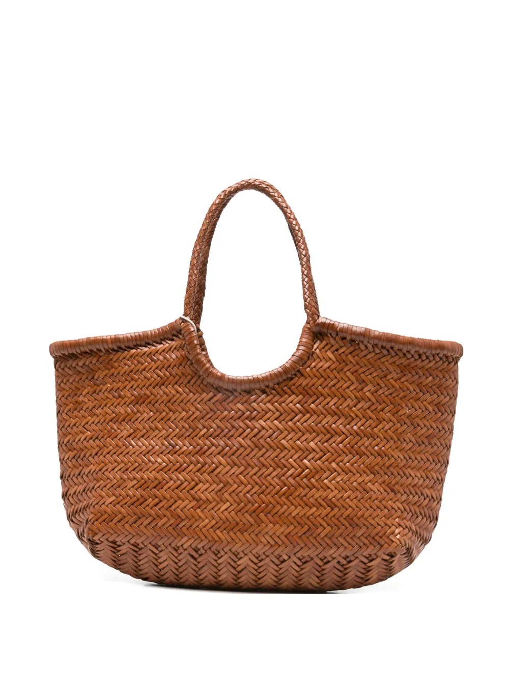 Dragon Diffusion Woven Basket Handle Backpack In Brown