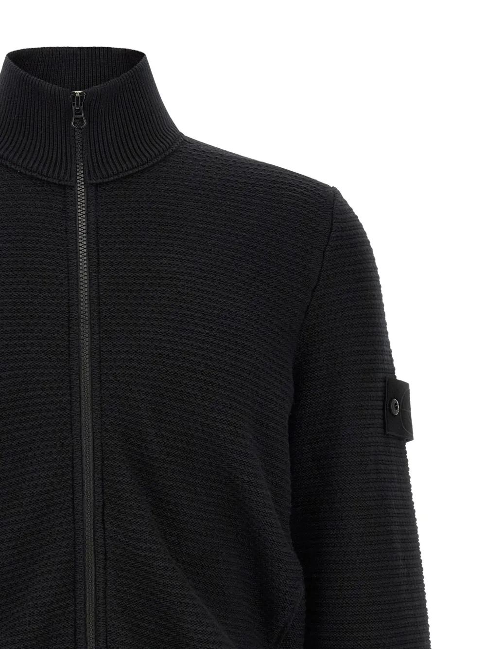 High-Neck Zip-Up Cardigan
