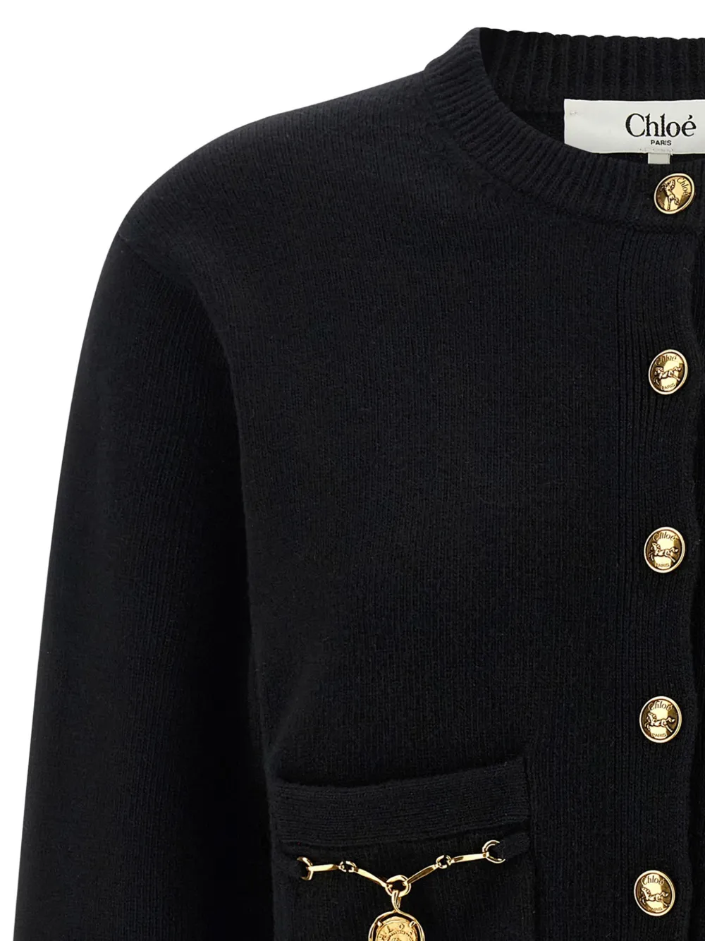 Metal-Button Cardigan