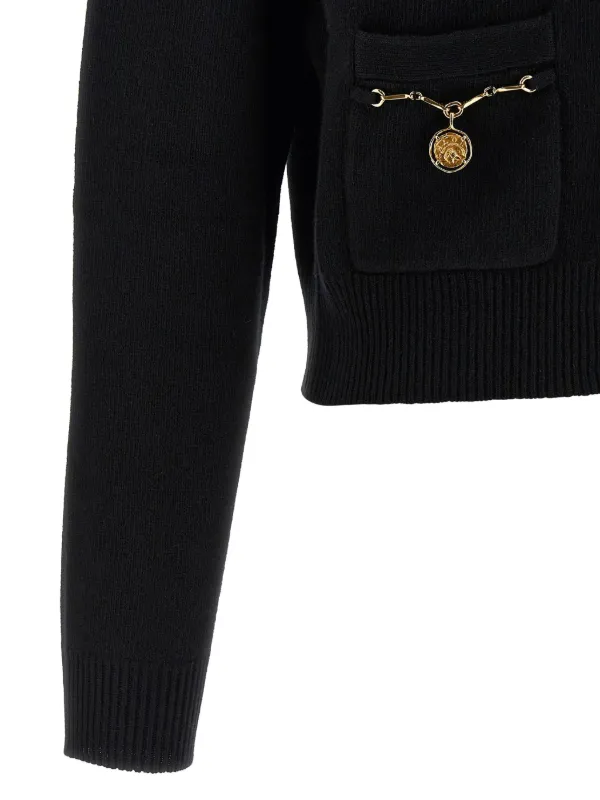 Chloé Horse Medal Cardigan In a Merino Wool And Cashmere Knit