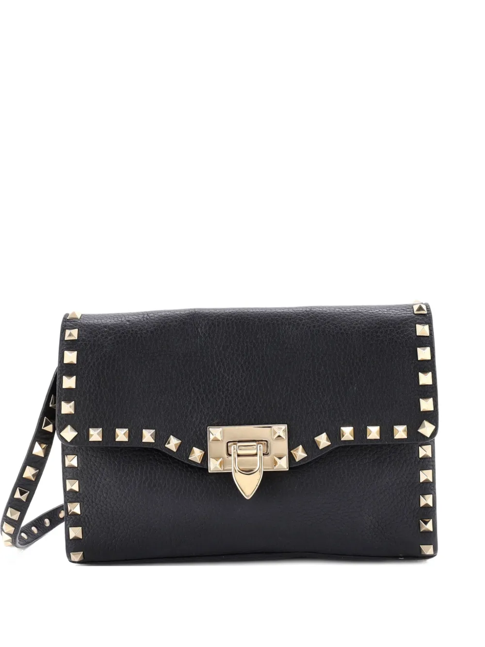 Valentino Garavani Pre-Owned Rockstud Flip Lock Flap Bag Leather Medium crossbody bag - Nero