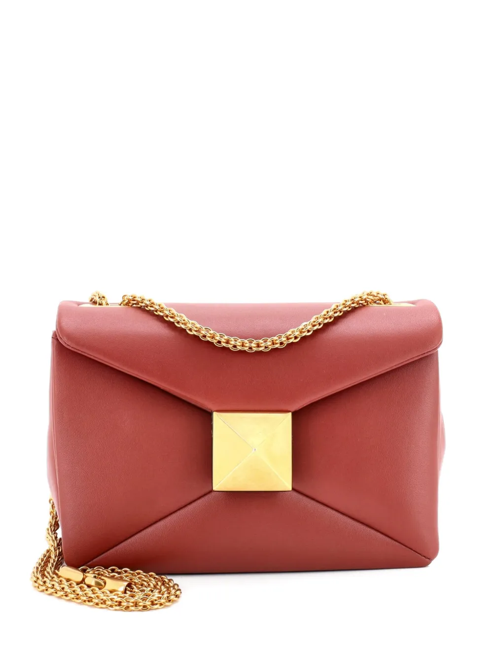 Valentino Garavani Pre-Owned One Stud Chain Flap Bag Leather Small shoulder bag - Marrone