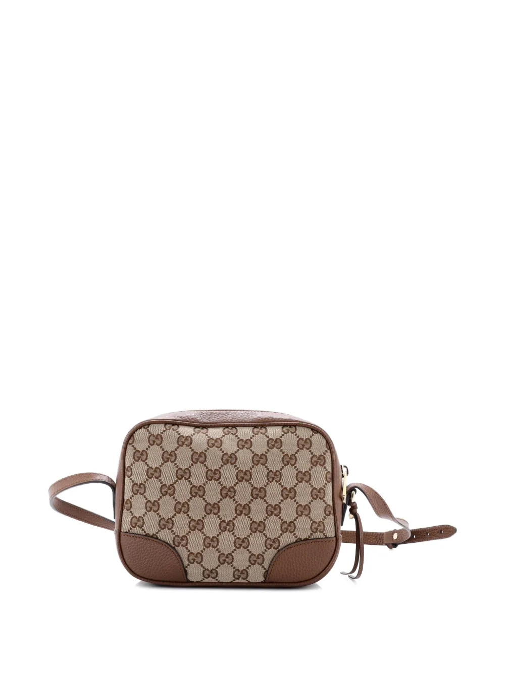  Gucci Pre-owned Bree Disco Gg Canvas With Leather Mini Crossbody Bag - Brown 