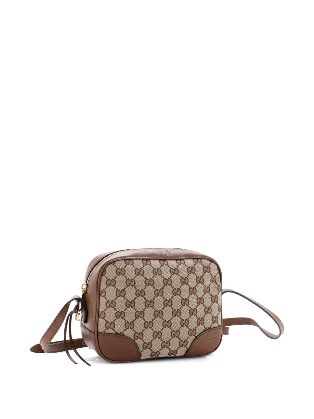  Gucci Pre-owned Bree Disco Gg Canvas With Leather Mini Crossbody Bag - Brown 