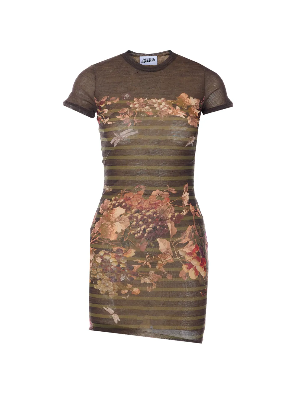 Jean Paul Gaultier crew-neck floral-print mini dress - Marrone