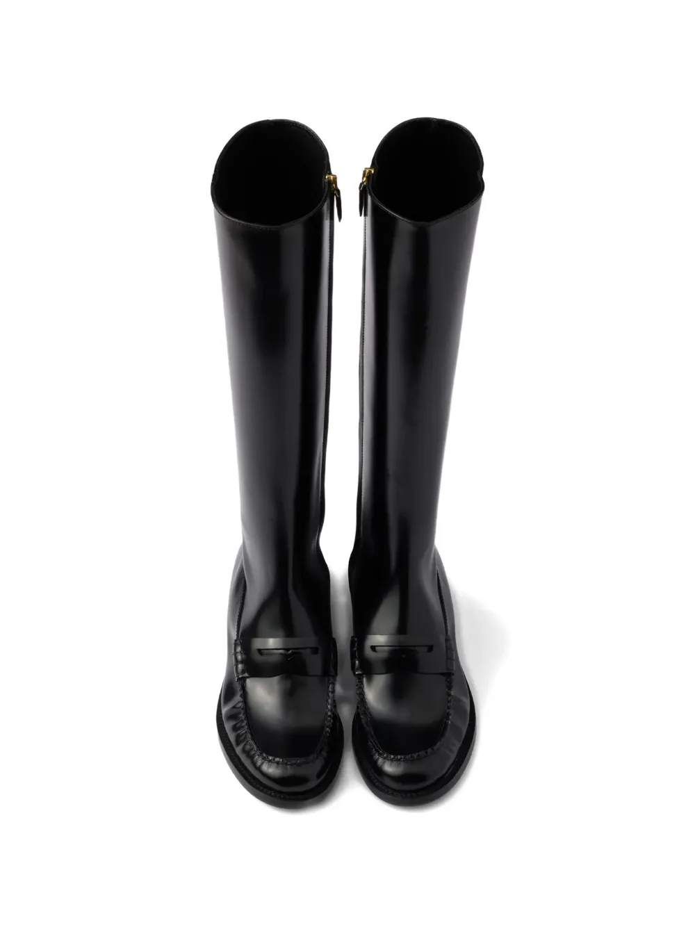 Prada loafer-style knee-high boots Zwart
