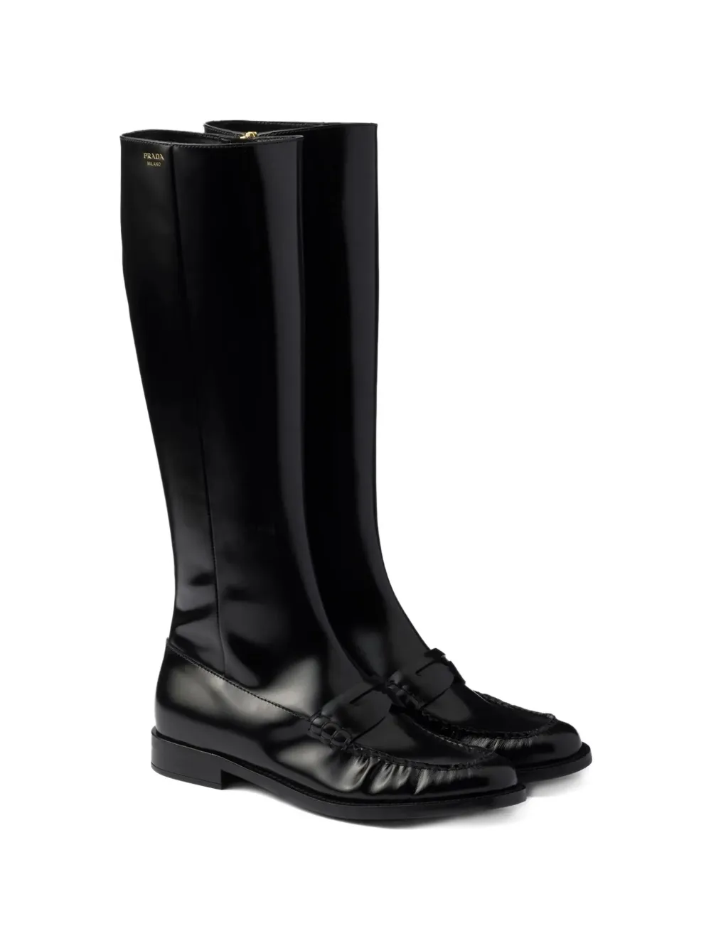 Prada loafer-style knee-high boots Zwart